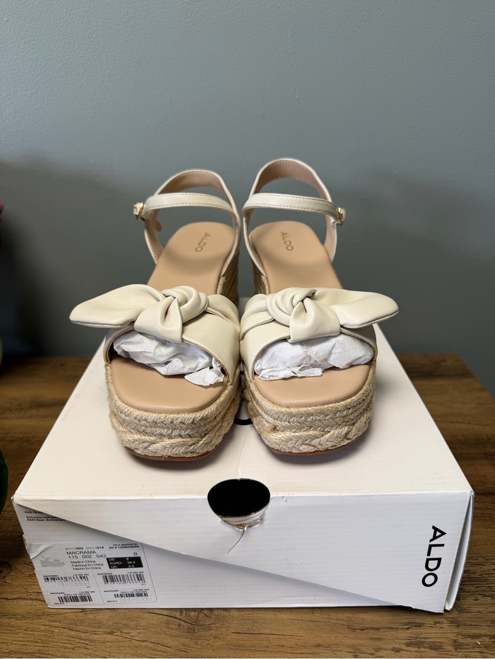 Aldo Women’s Macrama Espadrille Platform Wedge Sandals. Size 8. NWT/In Box.